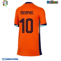 Camisa de Futebol Holanda Memphis Depay #10 Equipamento Principal Mulheres Europeu 2024 Manga Curta